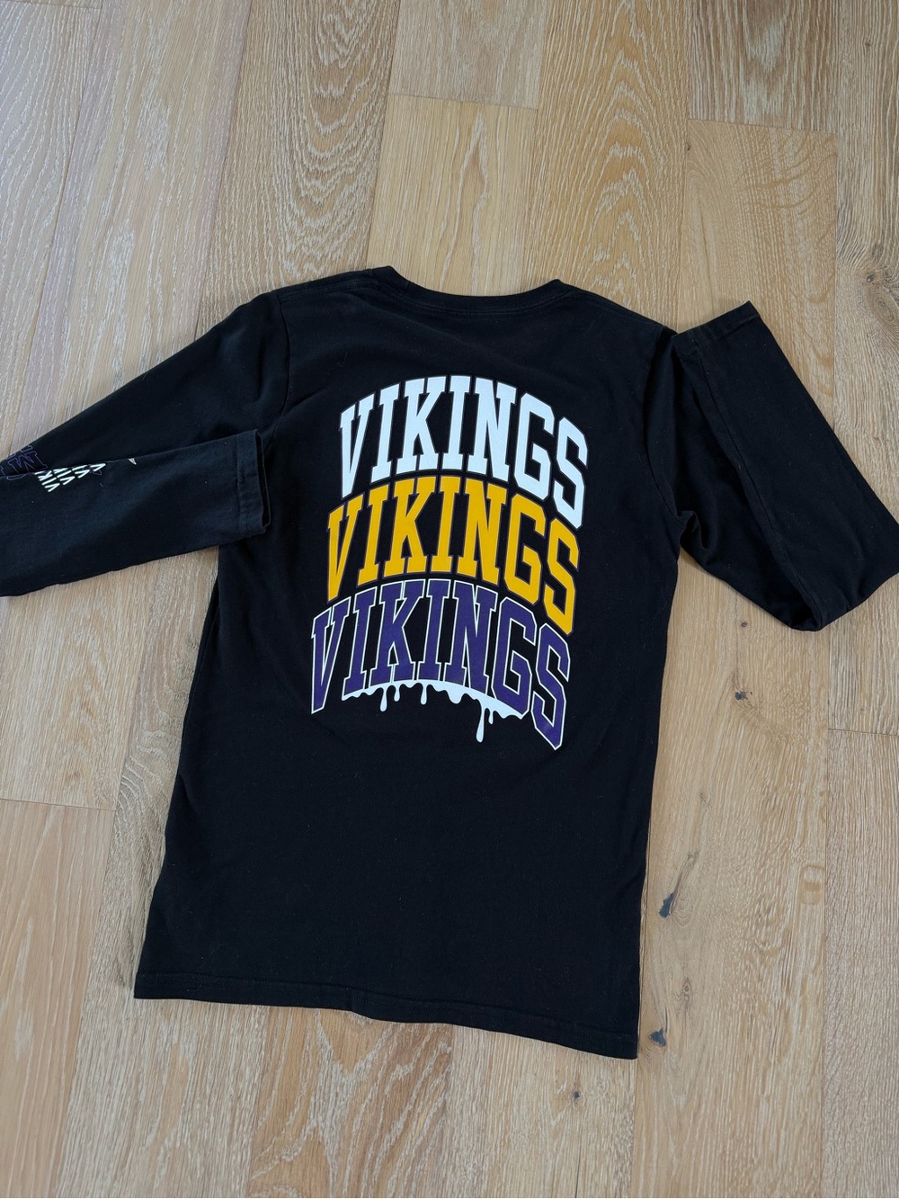 NFL Minnesota Vikings Long-Sleeve Kids Tee with White, Gold & Purple Graphics
